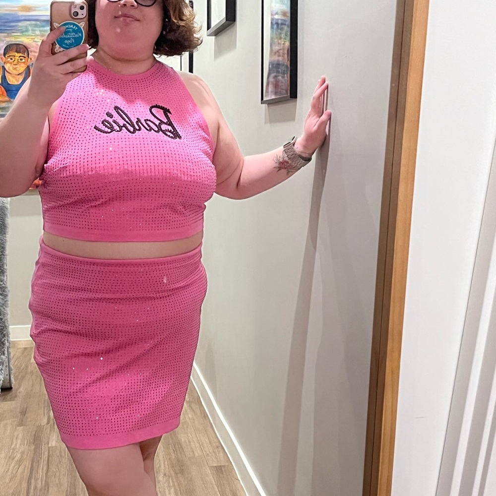 Limited Edition Barbie H&M Pink Sequin Skirt and Crop Top Set, 3X